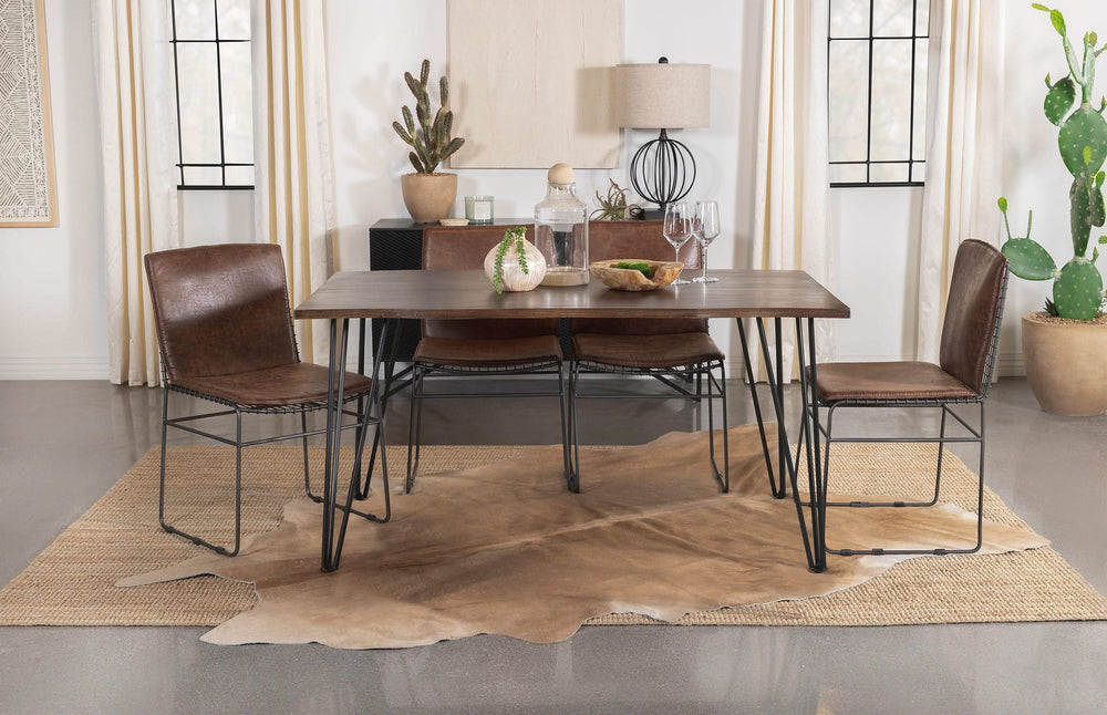 Juego de mesa de comedor rectangular Topeka de 5 piezas en color mango y cacao