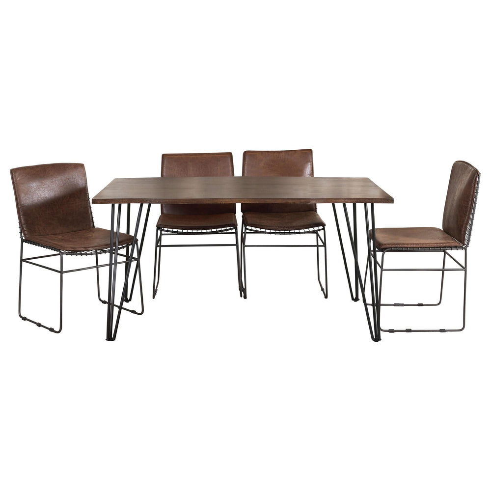 Juego de mesa de comedor rectangular Topeka de 5 piezas en color mango y cacao