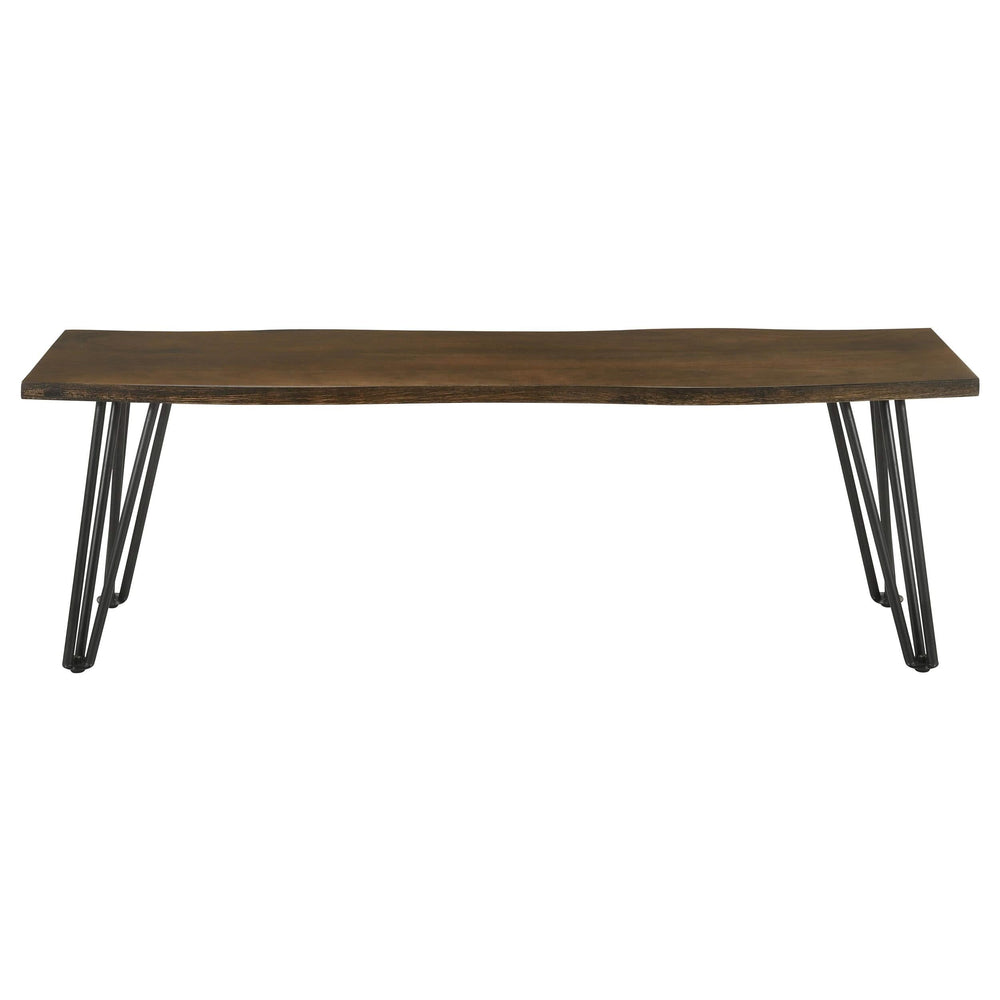 Banco de comedor de madera Topeka Live Edge color mango y cacao
