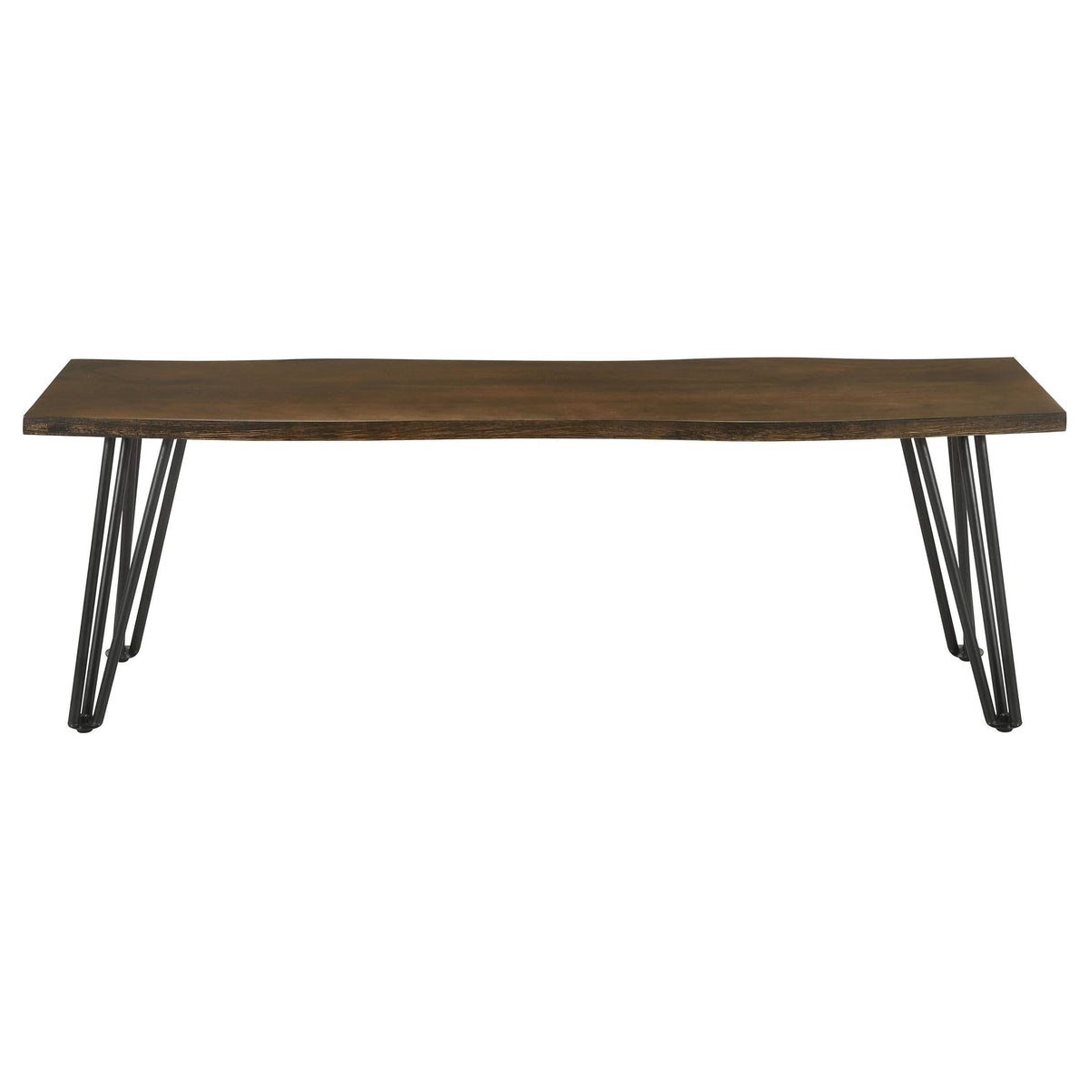 Banco de comedor de madera Topeka Live Edge color mango y cacao