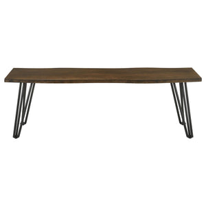 Banco de comedor de madera Topeka Live Edge color mango y cacao