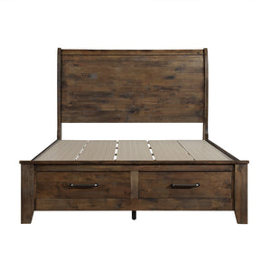 Queen Sleigh Platform Bed with Footboard Storage