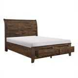Queen Sleigh Platform Bed with Footboard Storage