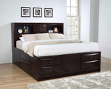 Cama con estantería de almacenamiento Phoenix Wood California King color capuchino