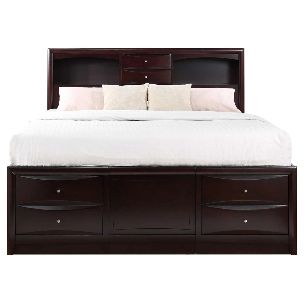 Cama con estantería de almacenamiento Phoenix Wood California King color capuchino