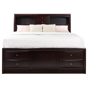 Cama con estantería de almacenamiento Phoenix Wood California King color capuchino