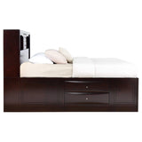 Cama con estantería de almacenamiento Phoenix Wood California King color capuchino