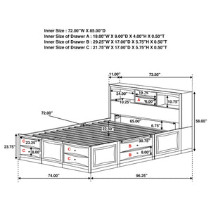 Cama con estantería de almacenamiento Phoenix Wood California King color capuchino