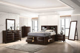 Cama con estantería de almacenamiento Phoenix Wood California King color capuchino
