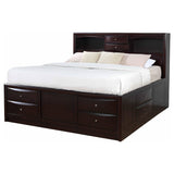 Cama Queen con librería y almacenamiento Phoenix Wood color capuchino