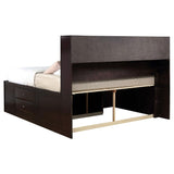 Cama Queen con librería y almacenamiento Phoenix Wood color capuchino