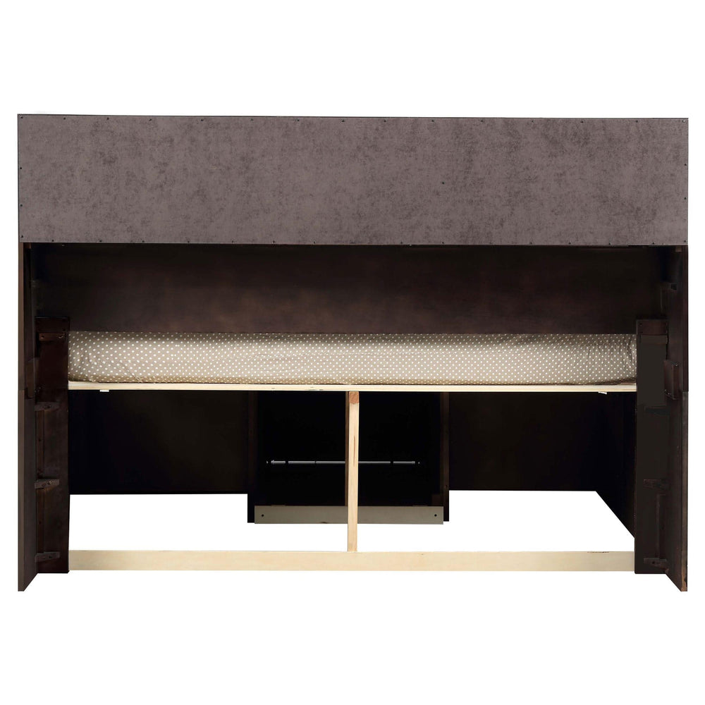 Cama Queen con librería y almacenamiento Phoenix Wood color capuchino