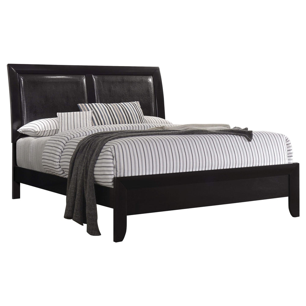 Cama Briana Wood California King con paneles en color negro