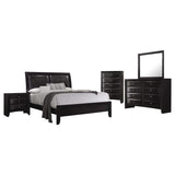 Juego de dormitorio Briana Queen de 5 piezas, color negro