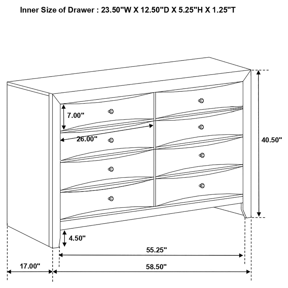 Juego de dormitorio Briana Queen de 5 piezas, color negro