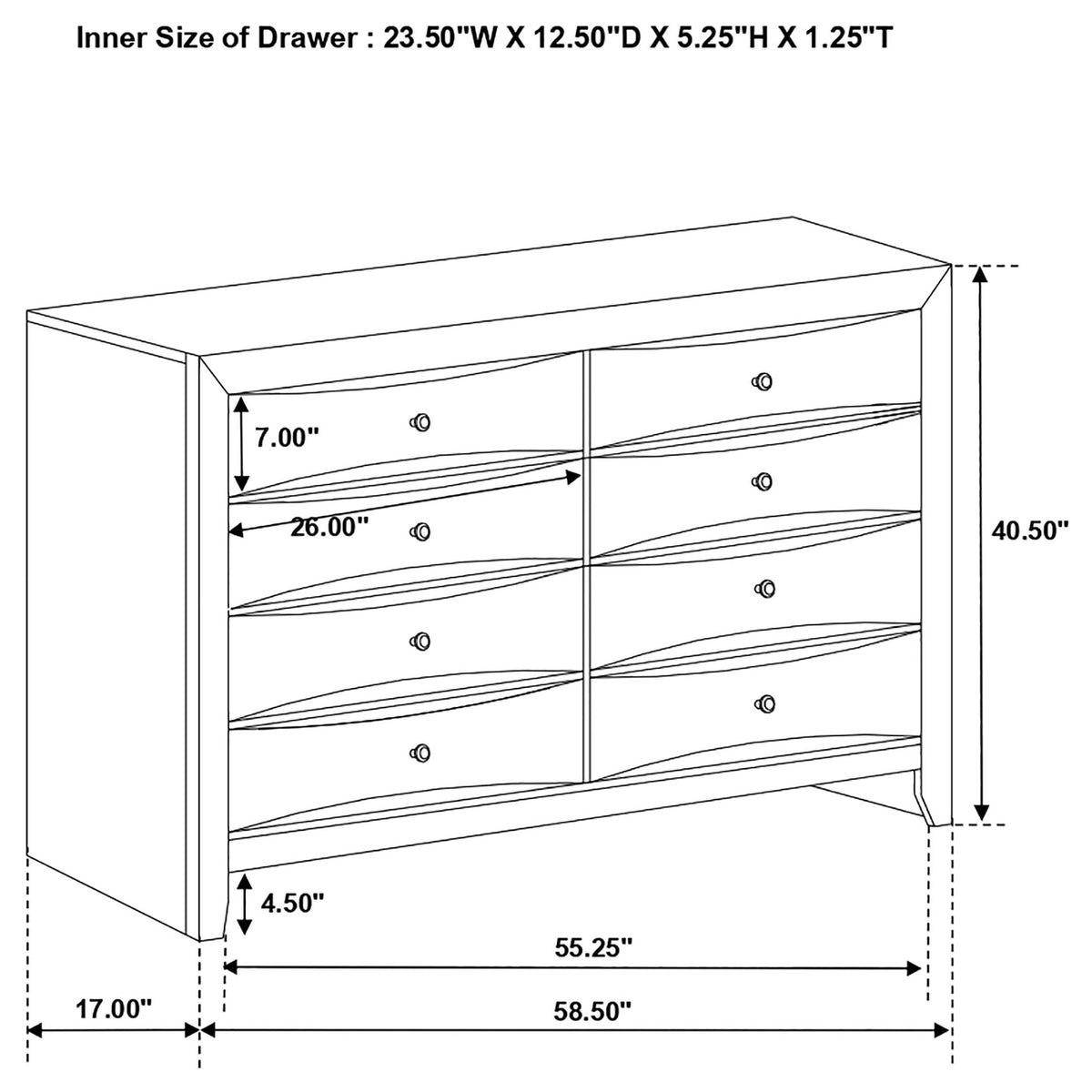 Juego de dormitorio Briana Queen de 5 piezas, color negro