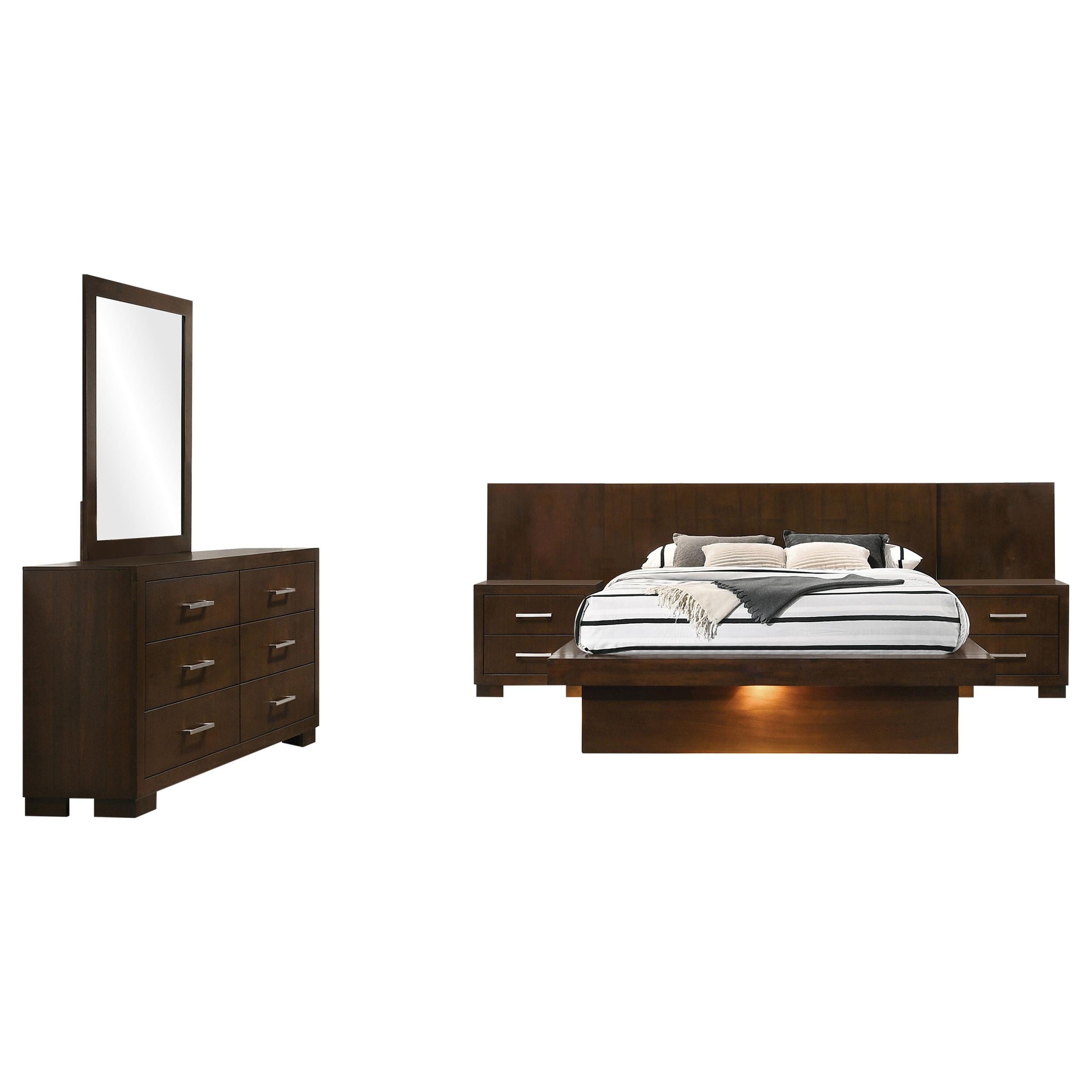 Jessica 5-piece Eastern King LED Bedroom Set Cappuccino