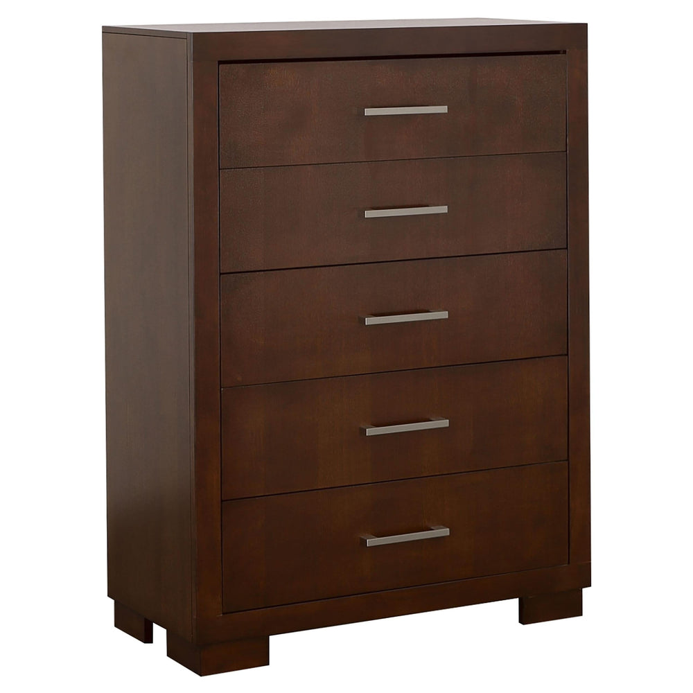 Juego de dormitorio Jessica de 5 piezas Eastern King LED Cappuccino