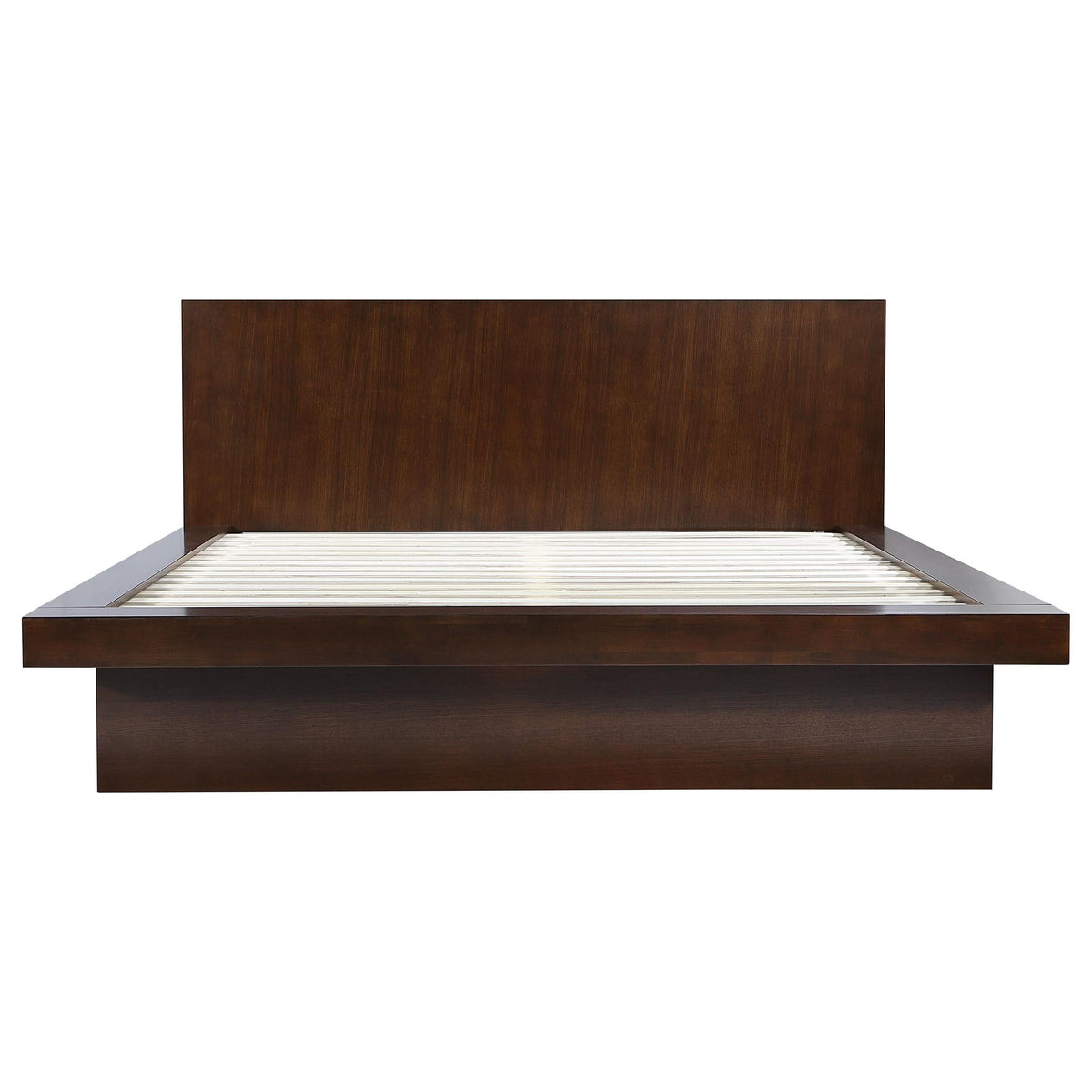 Cama Jessica Wood Eastern King con panel LED color capuchino