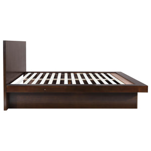 Cama Jessica Wood Eastern King con panel LED color capuchino