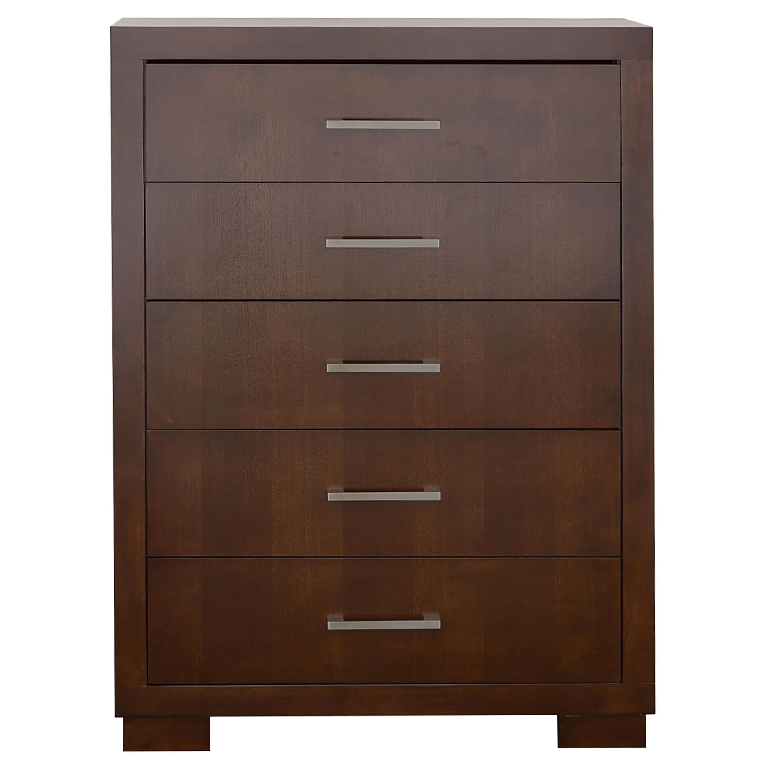 Juego de dormitorio Jessica California King LED de 6 piezas Cappuccino