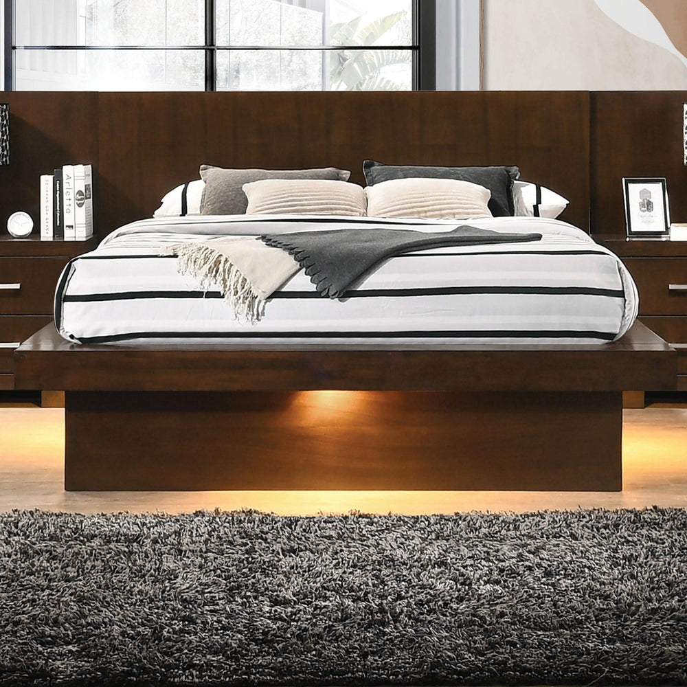 Cama California King con panel LED Jessica Wood color capuchino