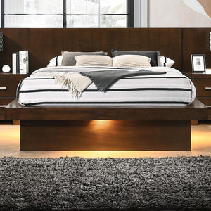 Cama Queen con panel LED Jessica Wood color capuchino