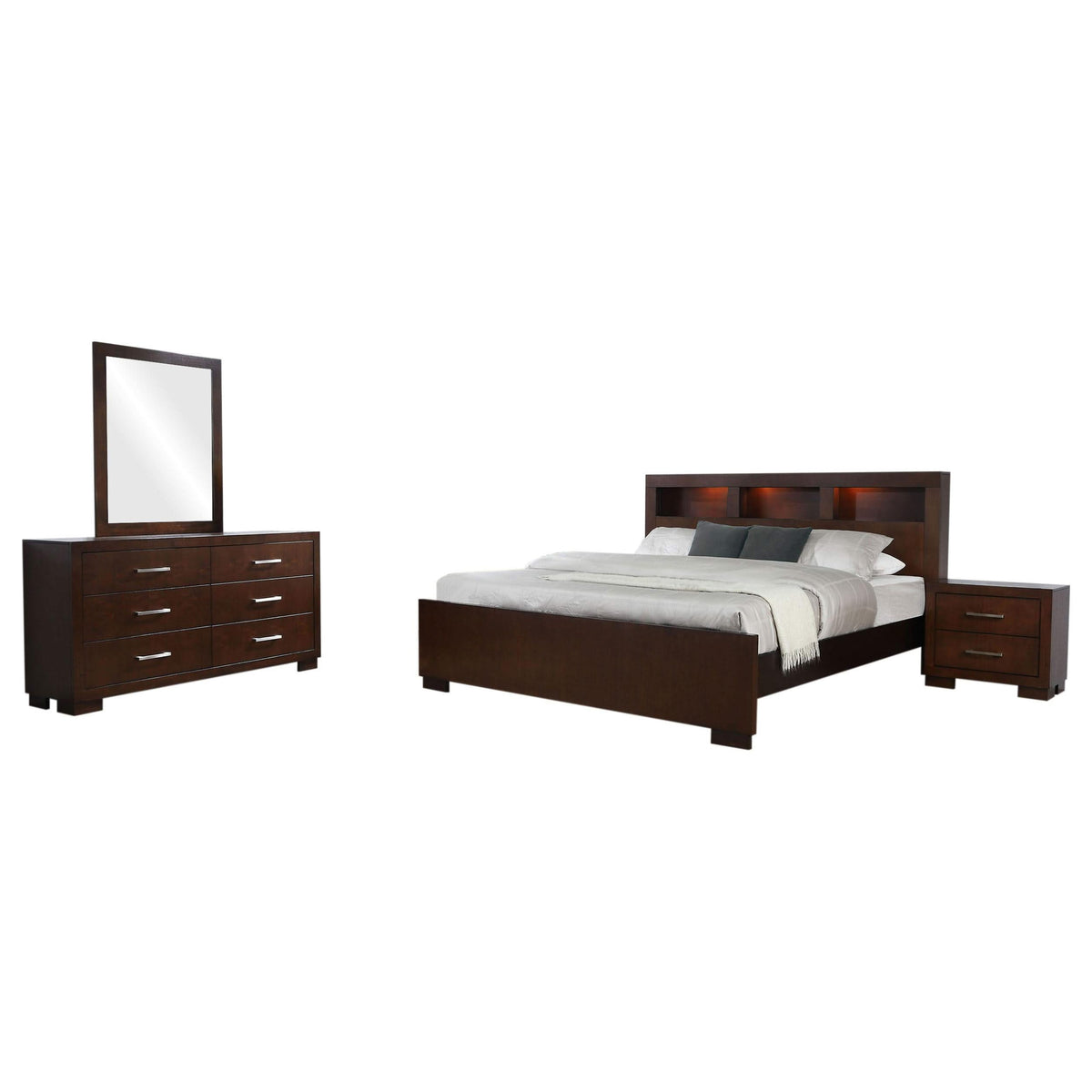 Juego de dormitorio Jessica de 4 piezas, tamaño queen, capuchino