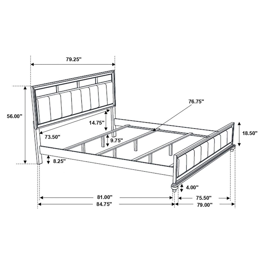 Cama King con paneles de madera Barzini Eastern en color negro