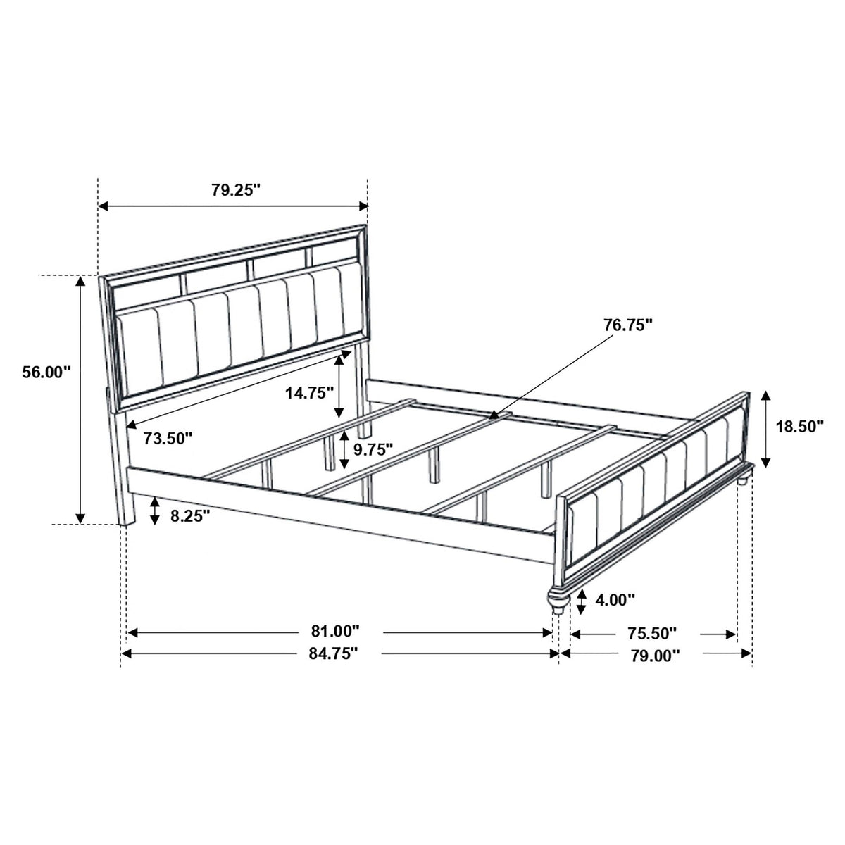Cama King con paneles de madera Barzini Eastern en color negro