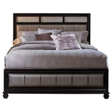 Cama Queen con paneles de madera Barzini, color negro
