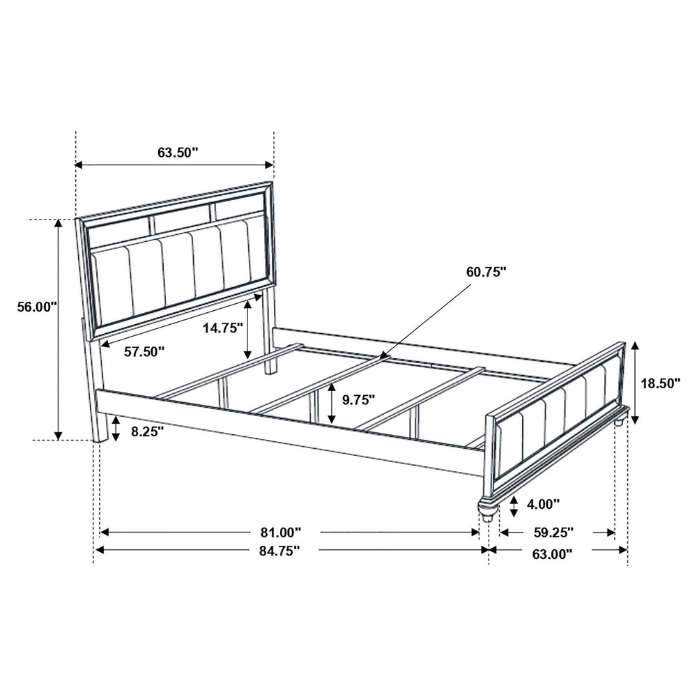 Cama Queen con paneles de madera Barzini, color negro