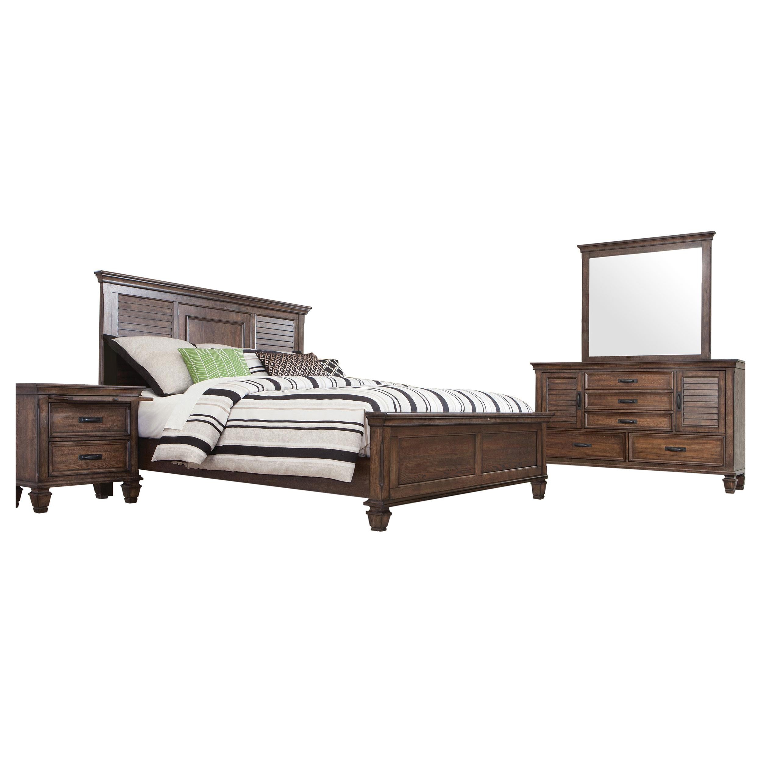 Franco 4-piece Eastern King Bedroom Set Burnished Oak