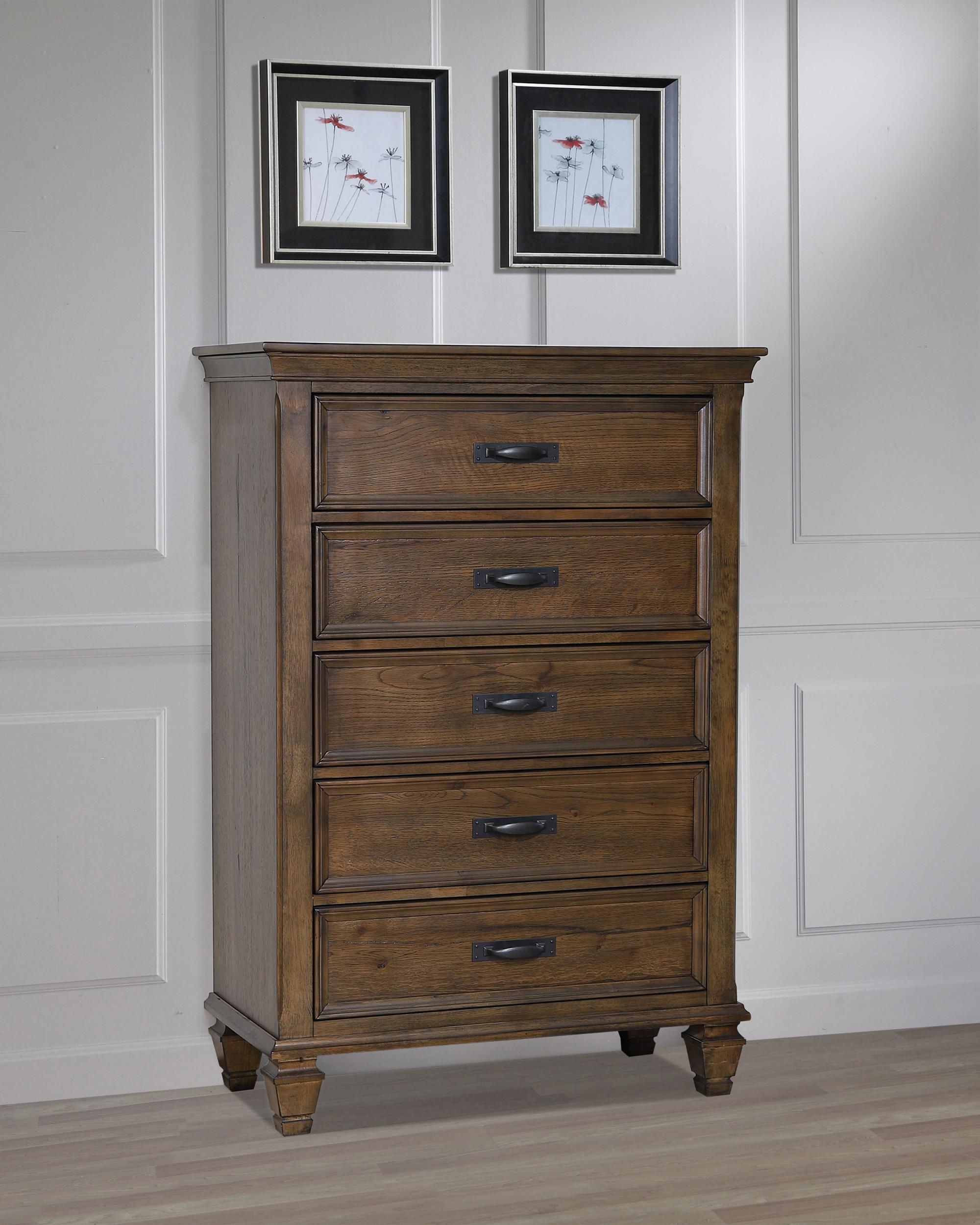 Franco 5-drawer Bedroom Chest Burnished Oak