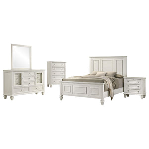 Juego de dormitorio Sandy Beach California King de 5 piezas en color blanco crema