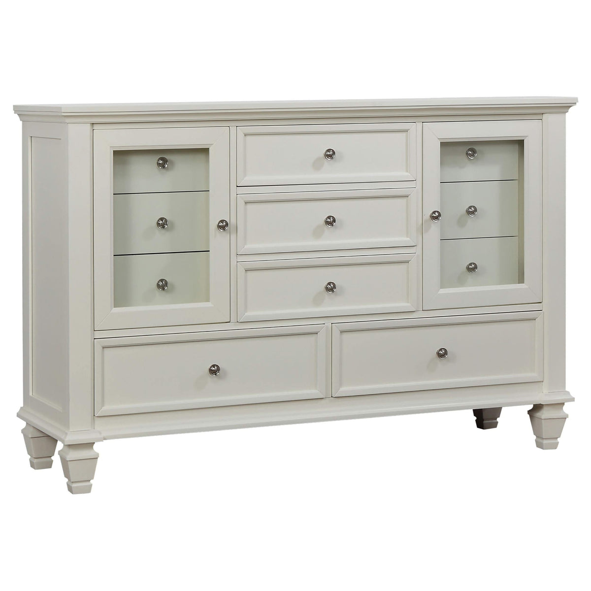 Juego de dormitorio Sandy Beach California King de 5 piezas en color blanco crema