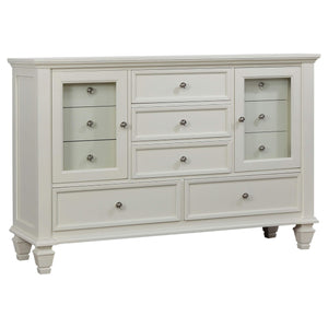 Juego de dormitorio Sandy Beach California King de 5 piezas en color blanco crema