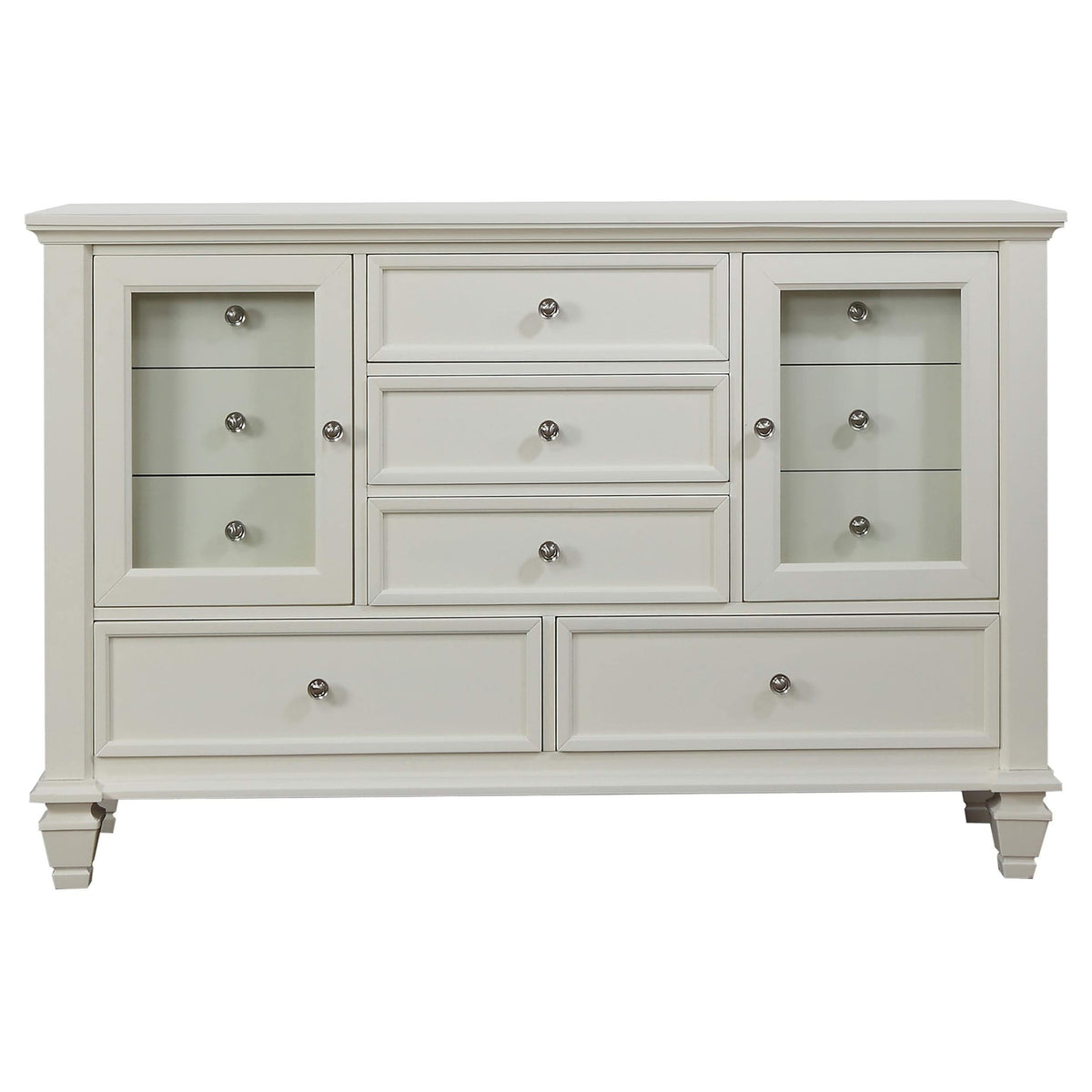 Juego de dormitorio Sandy Beach California King de 5 piezas en color blanco crema
