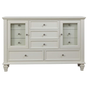 Juego de dormitorio Sandy Beach California King de 5 piezas en color blanco crema