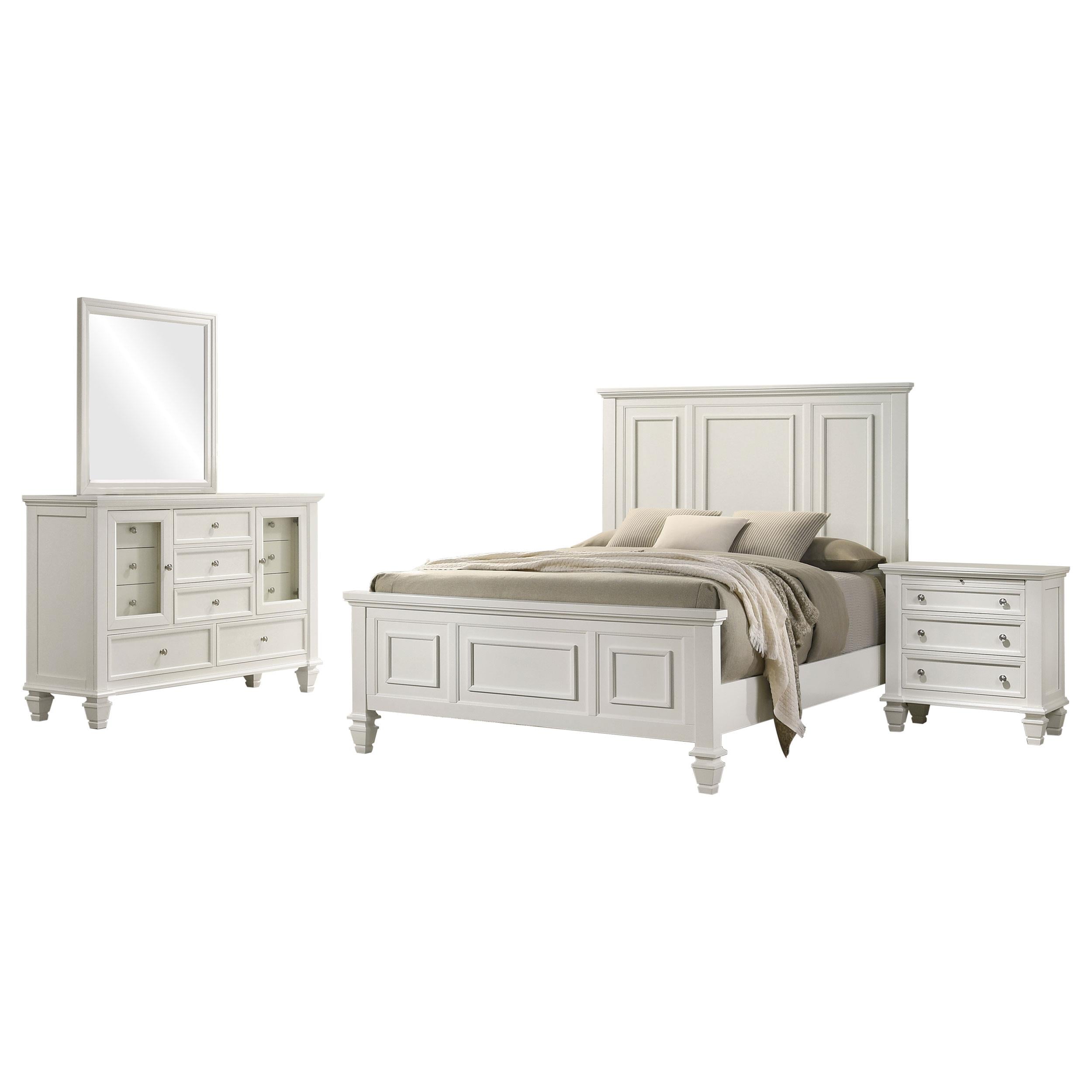 Sandy Beach 4-piece Queen Bedroom Set Cream White
