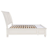 Cama King con paneles de almacenamiento Sandy Beach Wood Eastern en color blanco crema
