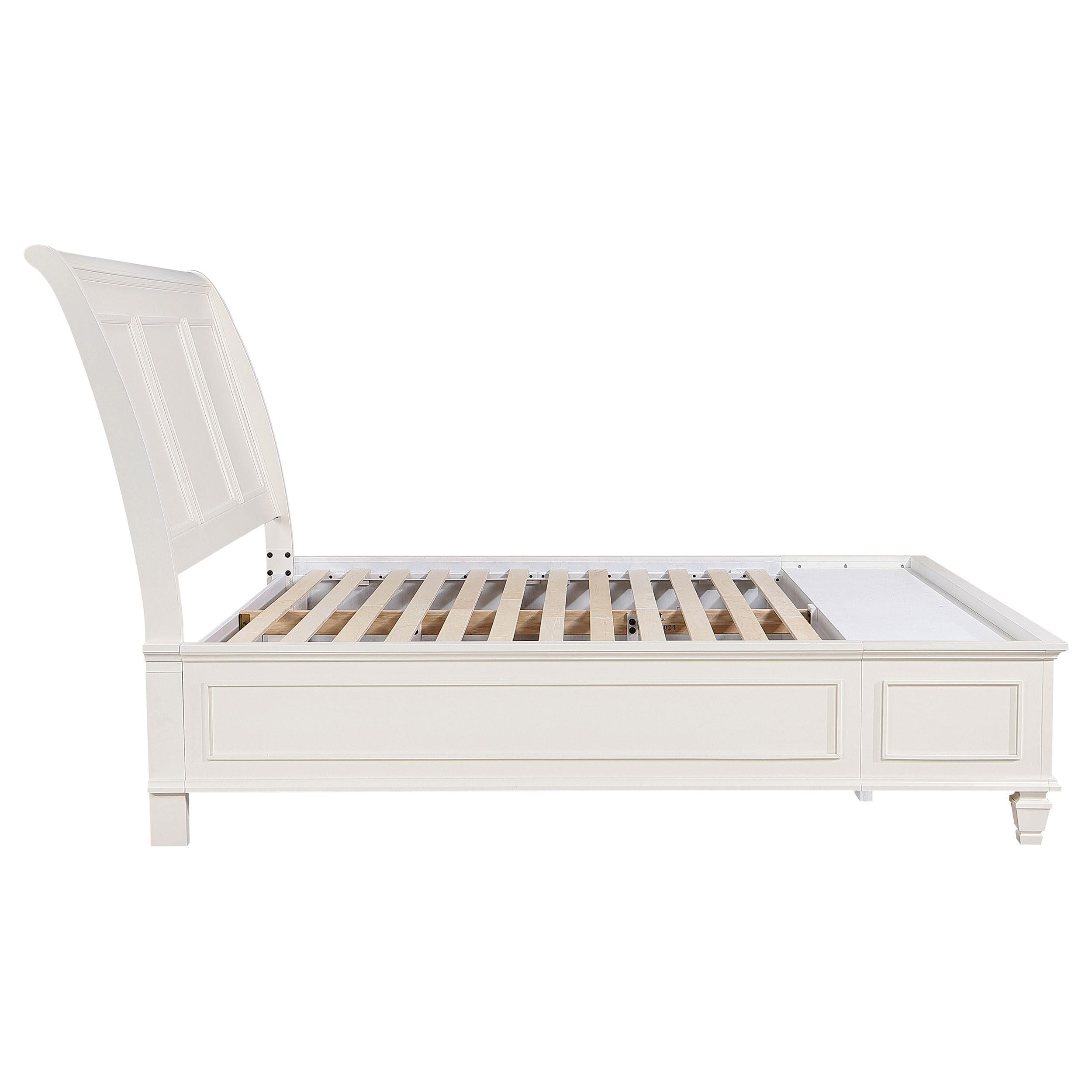 Sandy Beach Wood Eastern King Storage Panel Bed Cream White