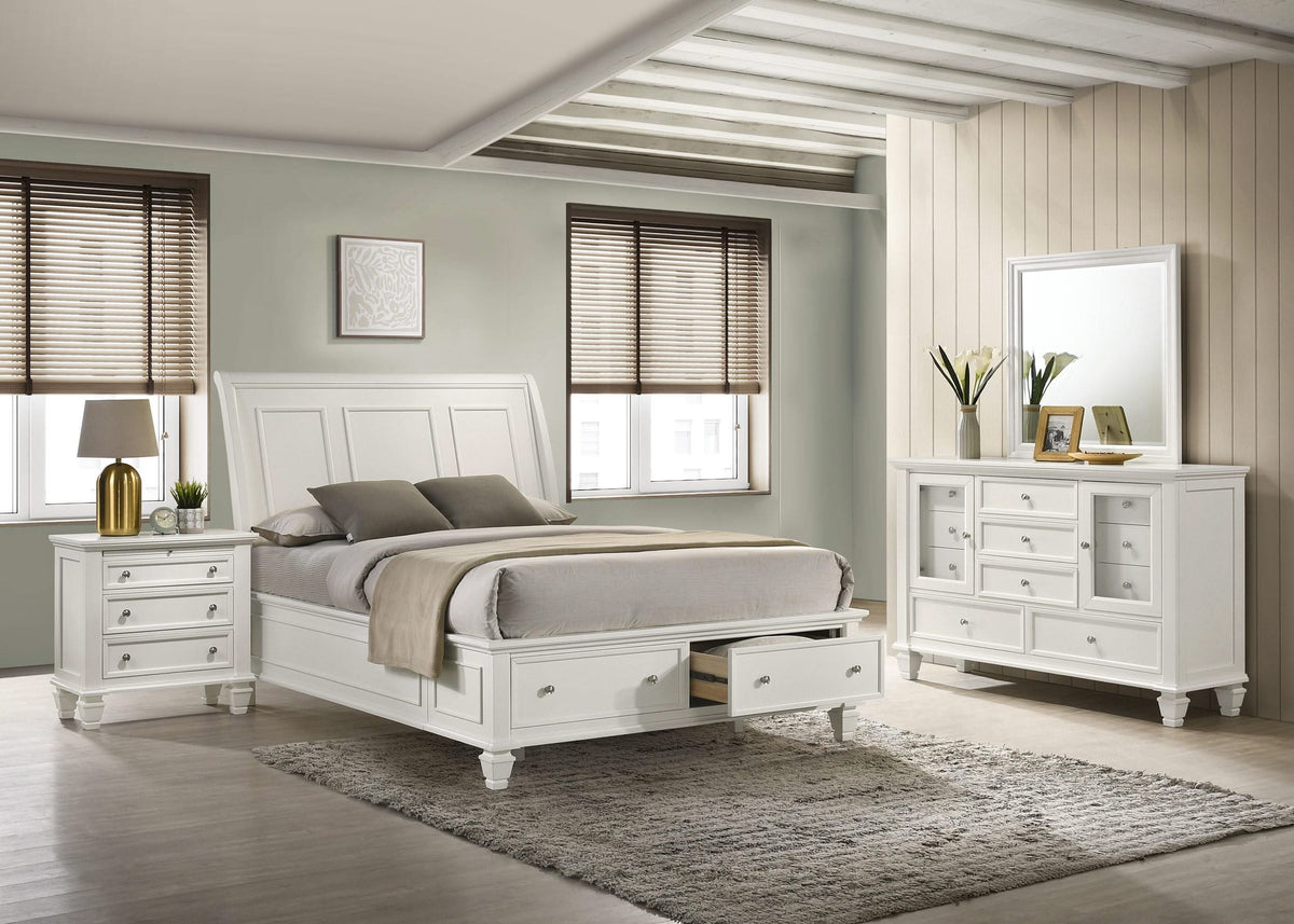 Juego de dormitorio Sandy Beach California King de 4 piezas en color blanco crema