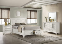 Juego de dormitorio Sandy Beach California King de 4 piezas en color blanco crema