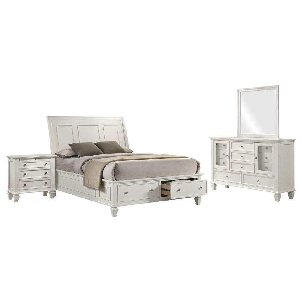 Juego de dormitorio Sandy Beach California King de 4 piezas en color blanco crema