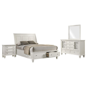 Juego de dormitorio Sandy Beach California King de 4 piezas en color blanco crema