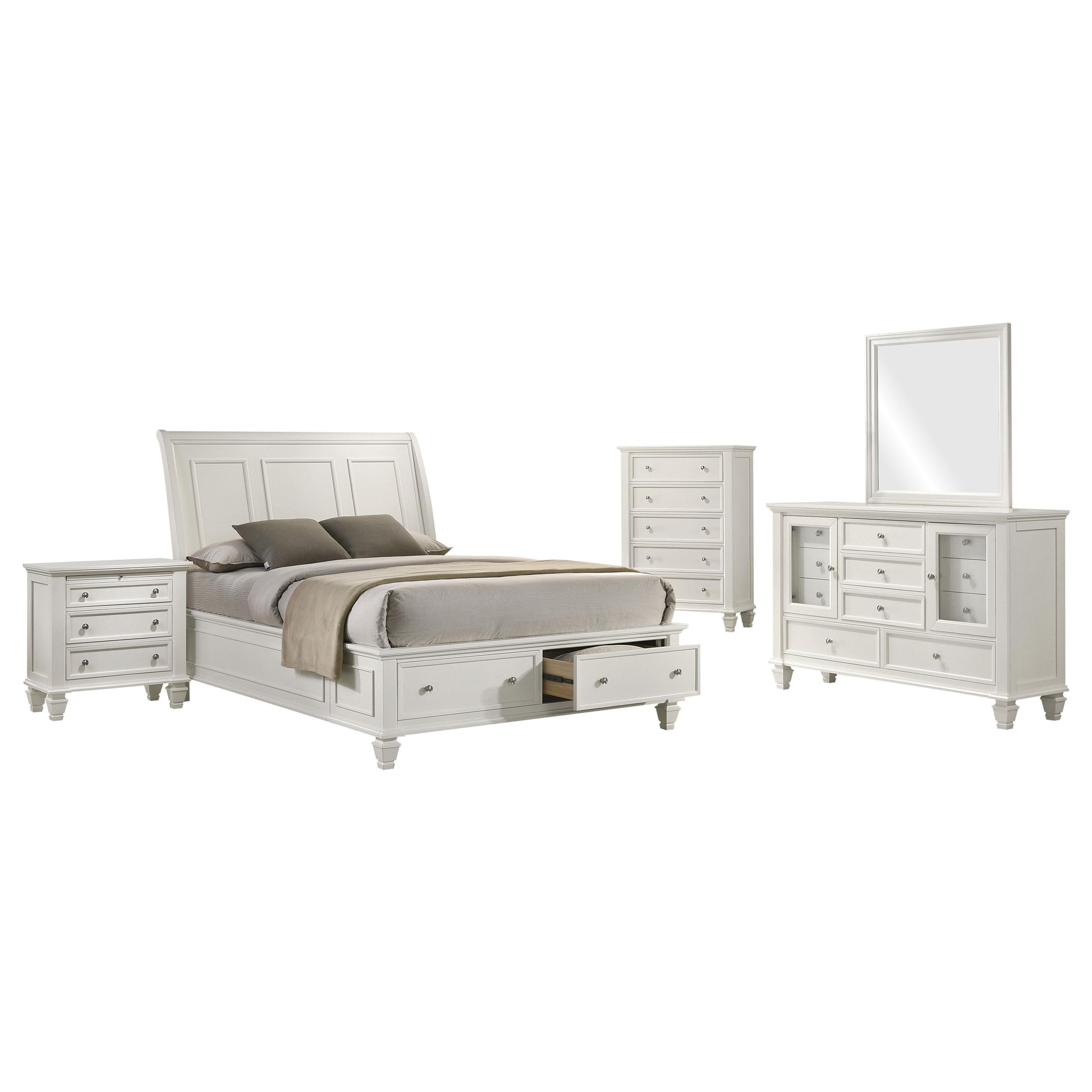 Sandy Beach 5-piece California King Bedroom Set Cream White