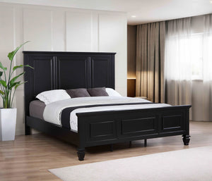 Sandy Beach 63-inch California King Wood Panel Bed Black