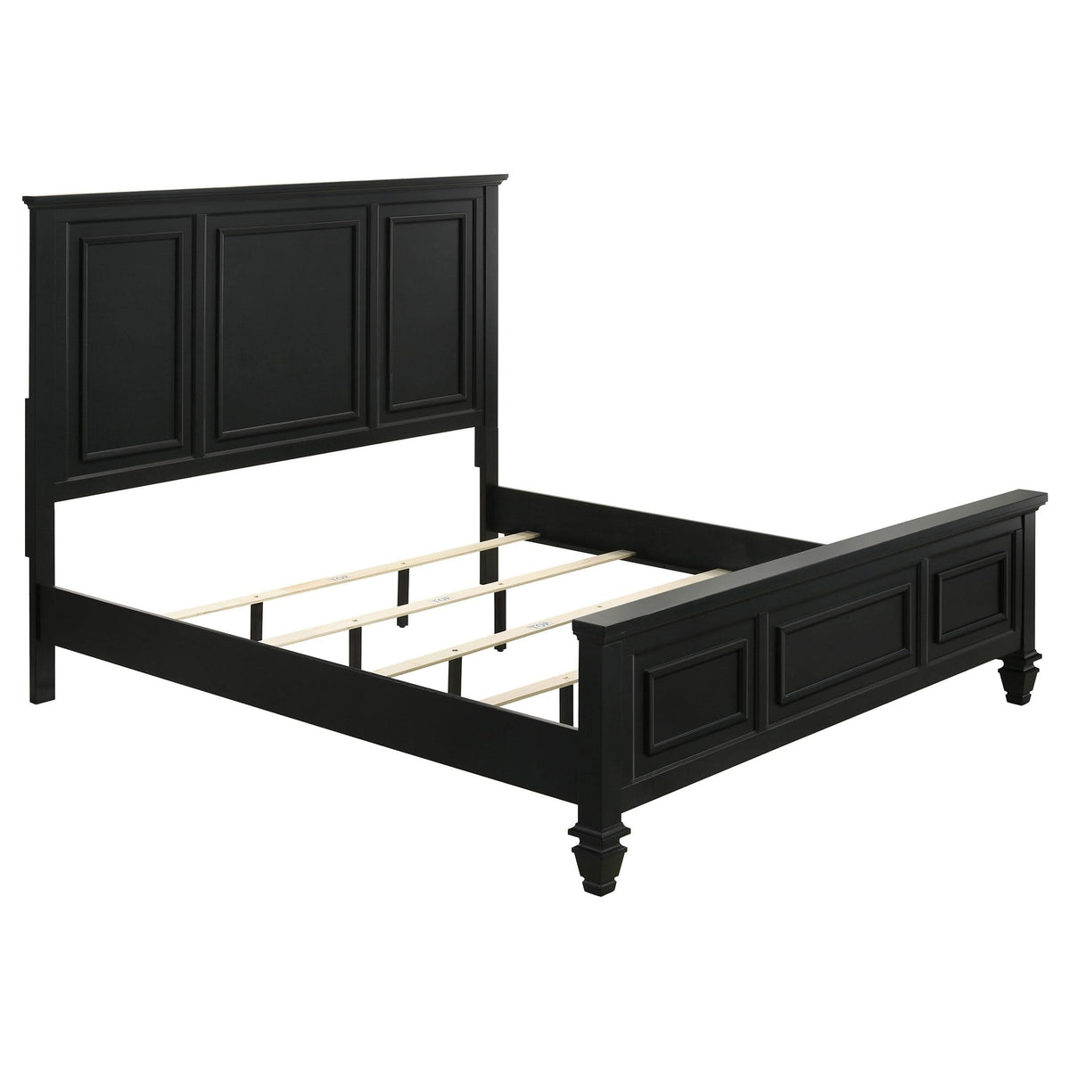 Cama Queen con paneles de madera Sandy Beach en color negro