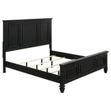 Cama Queen con paneles de madera Sandy Beach en color negro